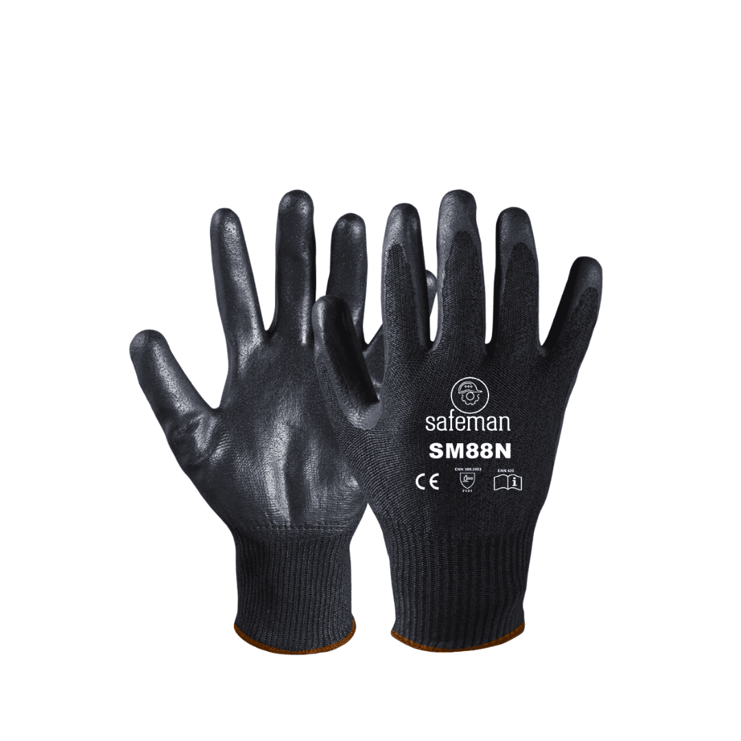 SM88N - POLYESTER LINER WITH NITRILE COATED PALM AND FINGERS